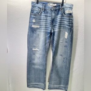 BKE‎ Buckle Tyler Straight Leg Jeans Mens 33S Short Blue Denim Distressed 1938